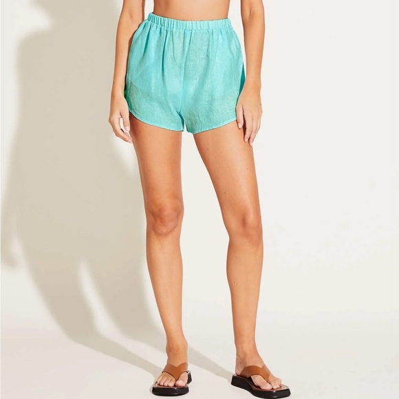 Vitamin A Tallows Linen Shorts Aqua EcoLinen Size XS NWT - Picture 2 of 9